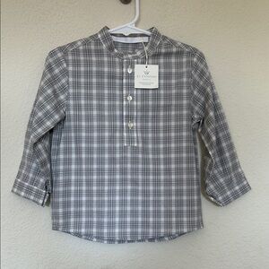Classic Gray Checkered Kids Button-Down Shirt